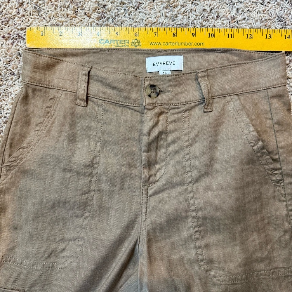 Evereve Women’s Linen Blend Tessa Cargo Pant Size 26 Sandcastle Tan Khaki Jogger - Picture 11 of 14